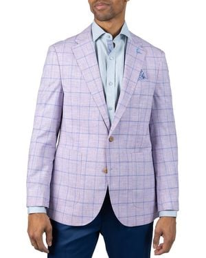 Tailorbyrd Mélange Yarn Dyed Windowpane Sport Coat - Blue