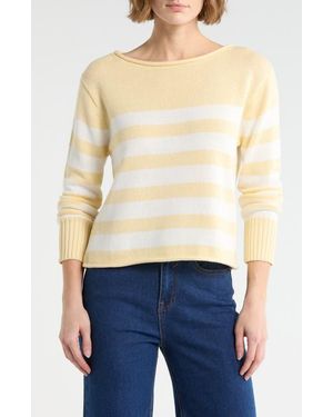 Vigoss Stripe Boat Neck Sweater - Natural