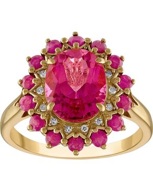 FZN 14K Over Topaz, Ruby & Diamond Ring - Pink