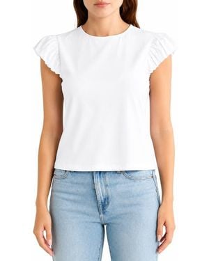 Nanette Lepore Ruffle Cap Sleeve T-Shirt - White