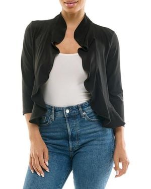 Nina Leonard Chiffon Ruffle Bolero - Black