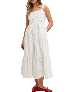 Wishlist Tie Strap Pleated Bodice Cotton Sundress - White