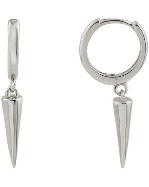 Rebel Spike Drop Huggie Hoop Earrings - White