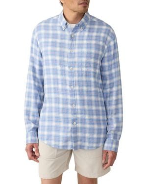 Faherty Breeze Linen Blend Button-Down Shirt - Blue
