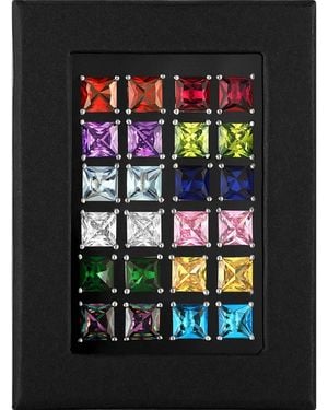 FZN Set Of 12 Cubic Zirconia Stud Earrings - Black