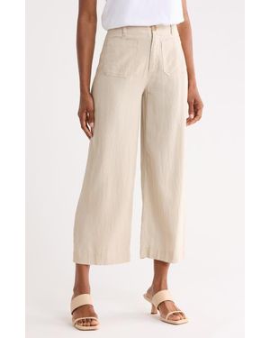 DKNY High Waist Wide Leg Pants - Natural