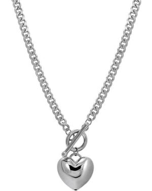 CANDELA JEWELRY Heart Pendant Toggle Necklace - Metallic