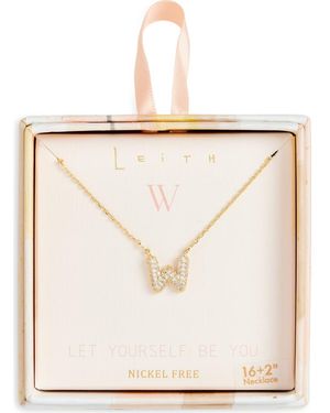Leith Cubic Zirconia Initial Pendant Necklace - White