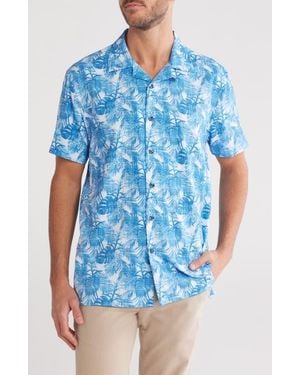 Con.struct Duo Palm Print Camp Shirt - Blue