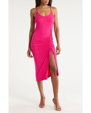 Loveappella Strappy Cinch Side Midi Dress - Pink