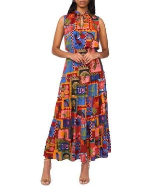 Halogen® Tie Keyhole Sleeveless Tiered Maxi Dress