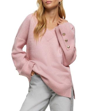 River Island V-Neck Sweater - Pink