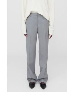 Anine Bing Classic Straight Leg Wool Pants - Gray