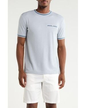 Cactus Man Tipped Cotton Jacquard T-Shirt - Blue