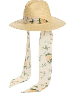 Loeffler Randall Ribbon Band Straw Panama Hat - Natural