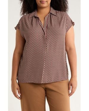 Max Studio Cap Sleeve Blouse - Brown
