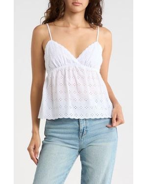 Madden Girl Eyelet Babydoll Cotton Camisole - Blue