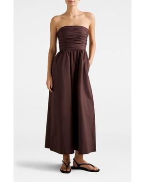 EVER NEW Siara Strapless Ruched Midi Dress - Purple