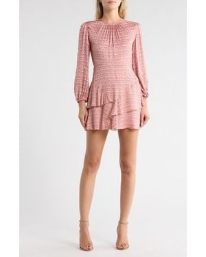 Maje Rilivia Floral Long Sleeve Ruffle Hem Minidress - Pink
