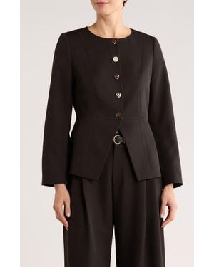 Gemma  Jane Hammered Button Cutaway Jacket - Black