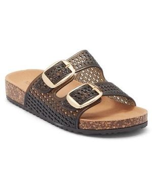 Top Moda Seattle Clear Double Strap Slide Sandal - Brown