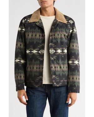 Pendleton Printt Faux Shearling Lined Trucker Jacket - Black