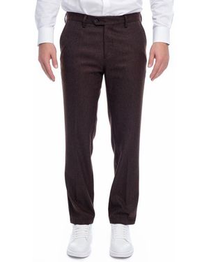VELLAPAIS Cita Herringbone Straight Leg Pants - Brown