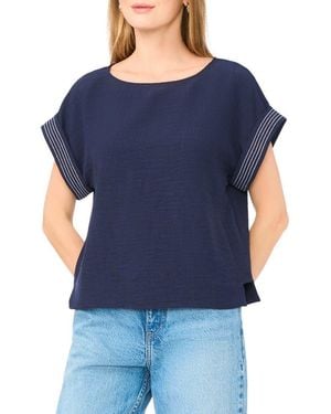 Halogen® Stitch Cuff Top - Blue