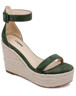 L'Agence Avice Ankle Strap Espadrille Platform Wedge Sandal - Metallic