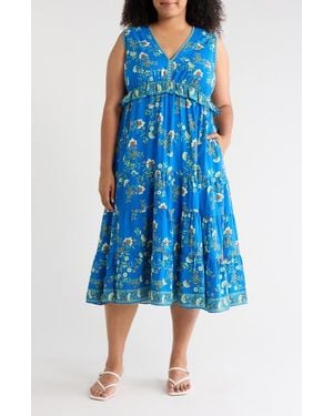 Max Studio Sleeveless Surplice Maxi Dress - Blue