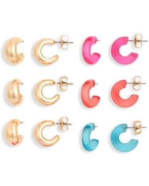 Leith Hoop Earrings Set - Pink