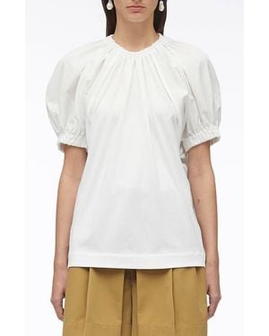 3.1 Phillip Lim Shirred Puff Sleeve Poplin Top - White