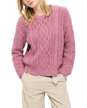 Alex Mill Madelyn Cable Knit Wool Blend Donegal Sweater - Pink