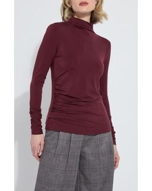 Lyssé Jovita Ruched Funnel Neck Top - Red