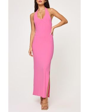 LSPACE Skye Halter Rib Cover-Up Maxi Dress - Pink