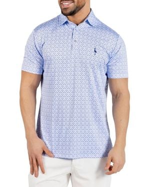 Tailorbyrd Golf Clubs Print Performance Polo - Blue