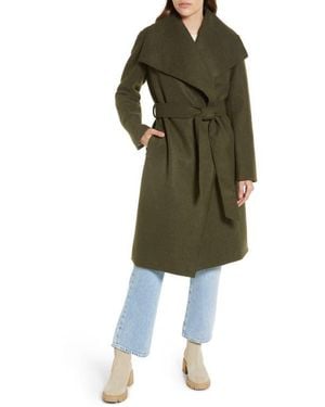 Noize Lena Belted Wrap Coat - Green