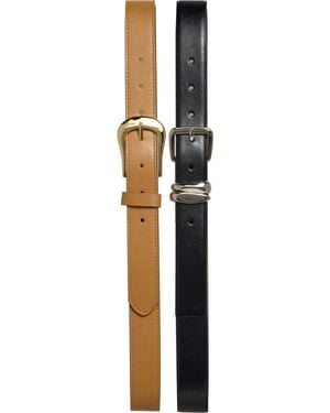 Steve Madden Set Of 3 Faux Leather Belts - Metallic