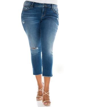 Slink Jeans Frayed Crop Skinny Jeans - Blue