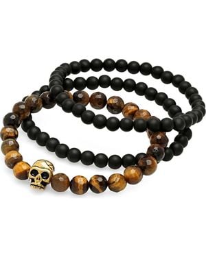 Steeltime Set Of 3 Stretch Bracelets - Black