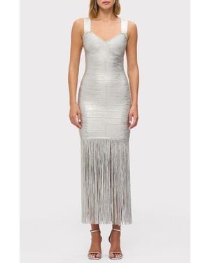 Hervé Léger The Metallic Alba Fringe Gown - Multicolor