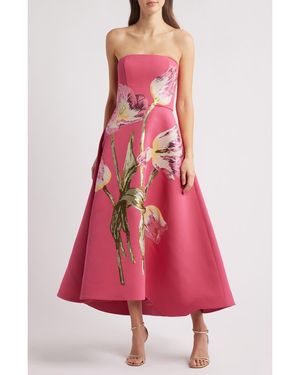 Amsale Sequin Strapless Cocktail Dress - Red