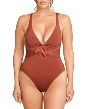 Robin Piccone Ava Plunge Underwire One-Piece Swimsuit - Red