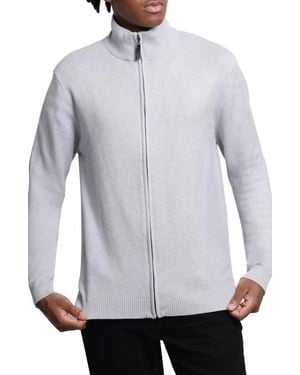Xray Jeans Mock Neck Full Zip Sweater - Gray