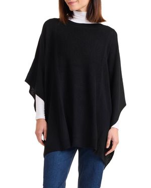 Bruno Magli Boat Neck Wool & Cashmere Poncho - Black