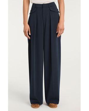 Cinq À Sept Leora Pleated Wide Leg Pants - Blue