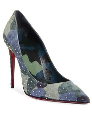 Christian Louboutin E So Kate Camo Print Studded Pump - Blue