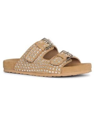 Saint G. Riena Embellished Slide Sandal - Brown