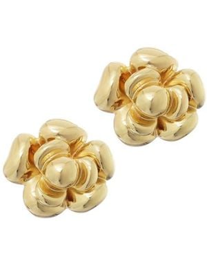 Adornia 14K Plated Carnelian Flower Stud Earrings - Metallic