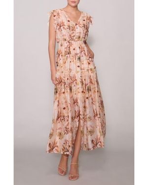 MELLODAY Flutter Sleeve Maxi Dress - Pink